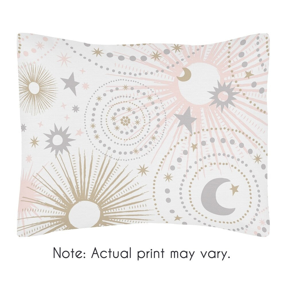Sweet Jojo Designs Blush Pink, Gold, Grey and White Star Moon Celestial Collection Girl 4-piece Twin-size Comforter Set