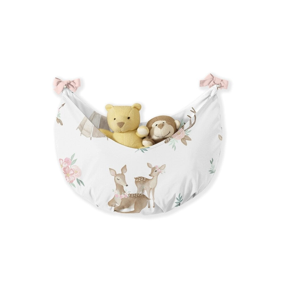 Sweet Jojo Designs Blush Pink Mint White Boho Watercolor Woodland Deer Floral Collection Girl 11-piece Crib Bedding Set