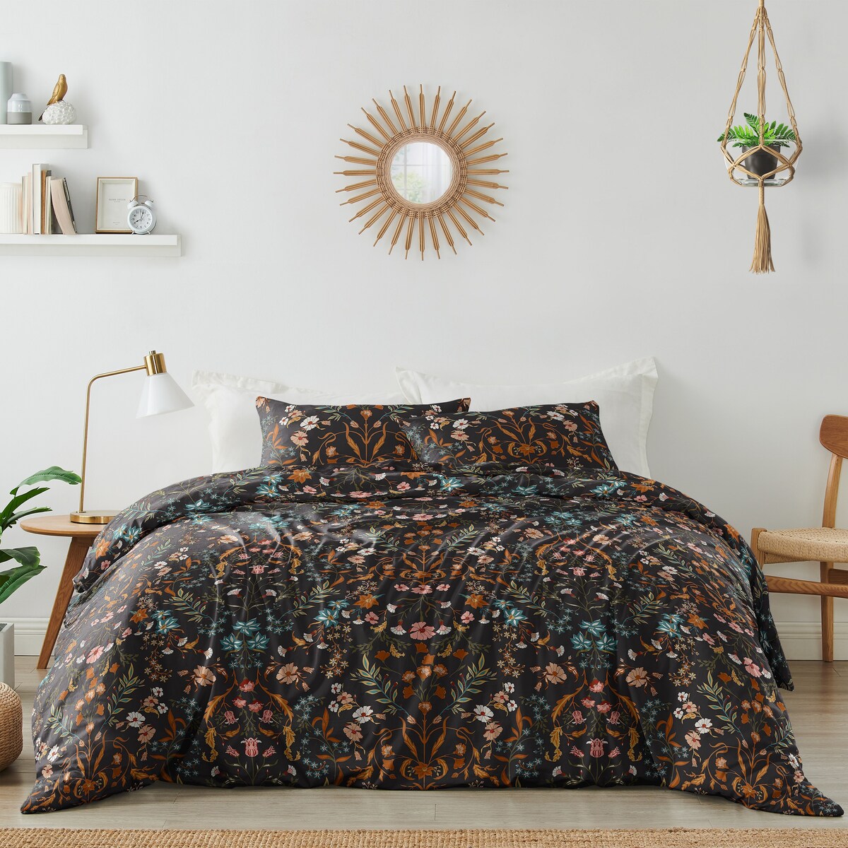 Sweet Jojo Designs Boho Wildflower Vintage Floral Girl Queen Duvet Cover Bedding Set Botanical Garden Flower Bohemian Farmhouse
