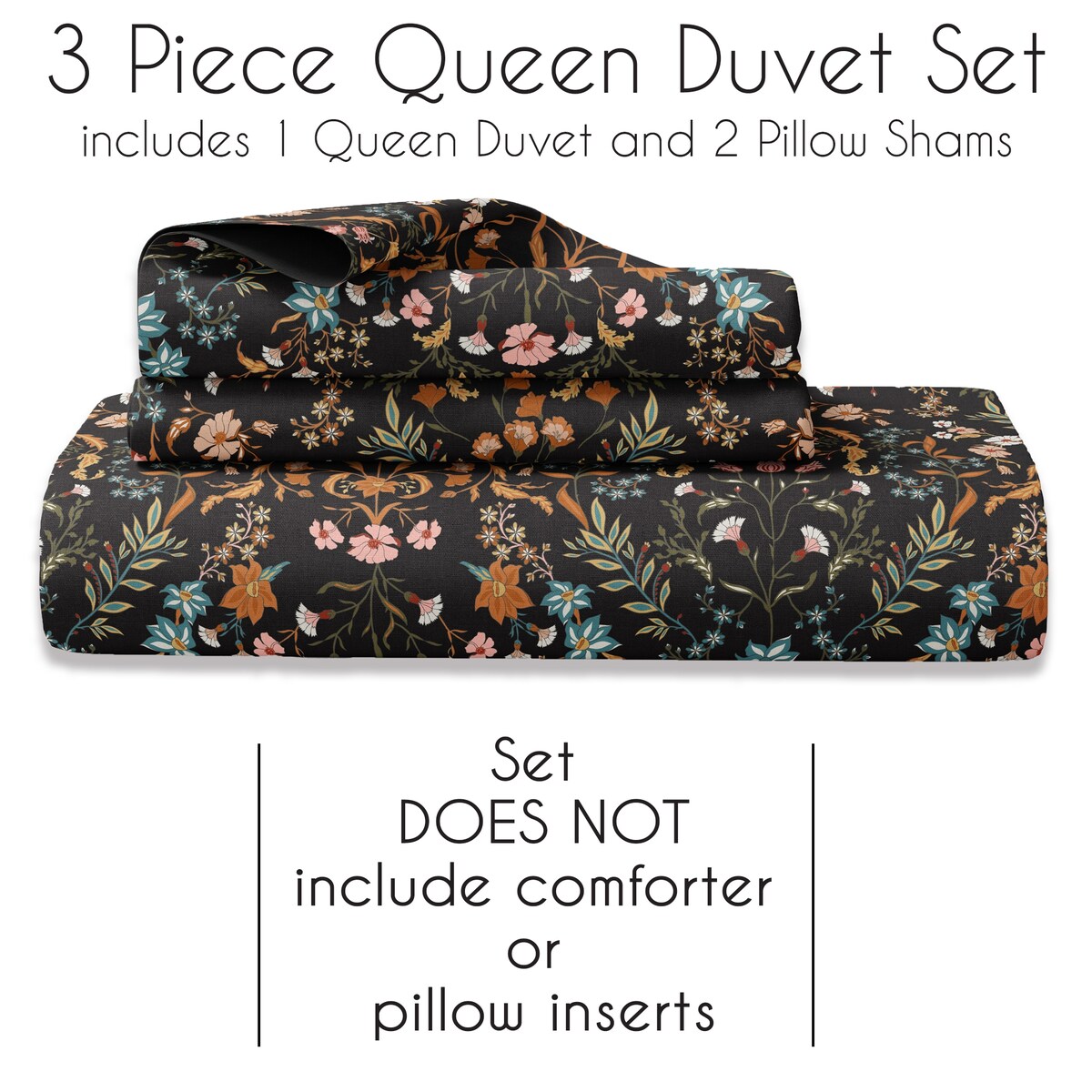 Sweet Jojo Designs Boho Wildflower Vintage Floral Girl Queen Duvet Cover Bedding Set Botanical Garden Flower Bohemian Farmhouse