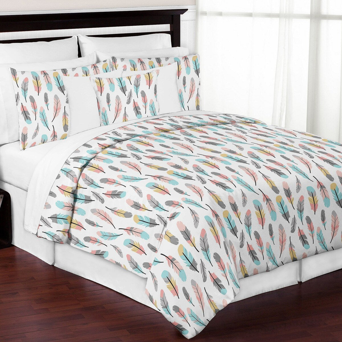 Sweet Jojo Designs Feather Collection 3-piece Full/Queen Comforter Set