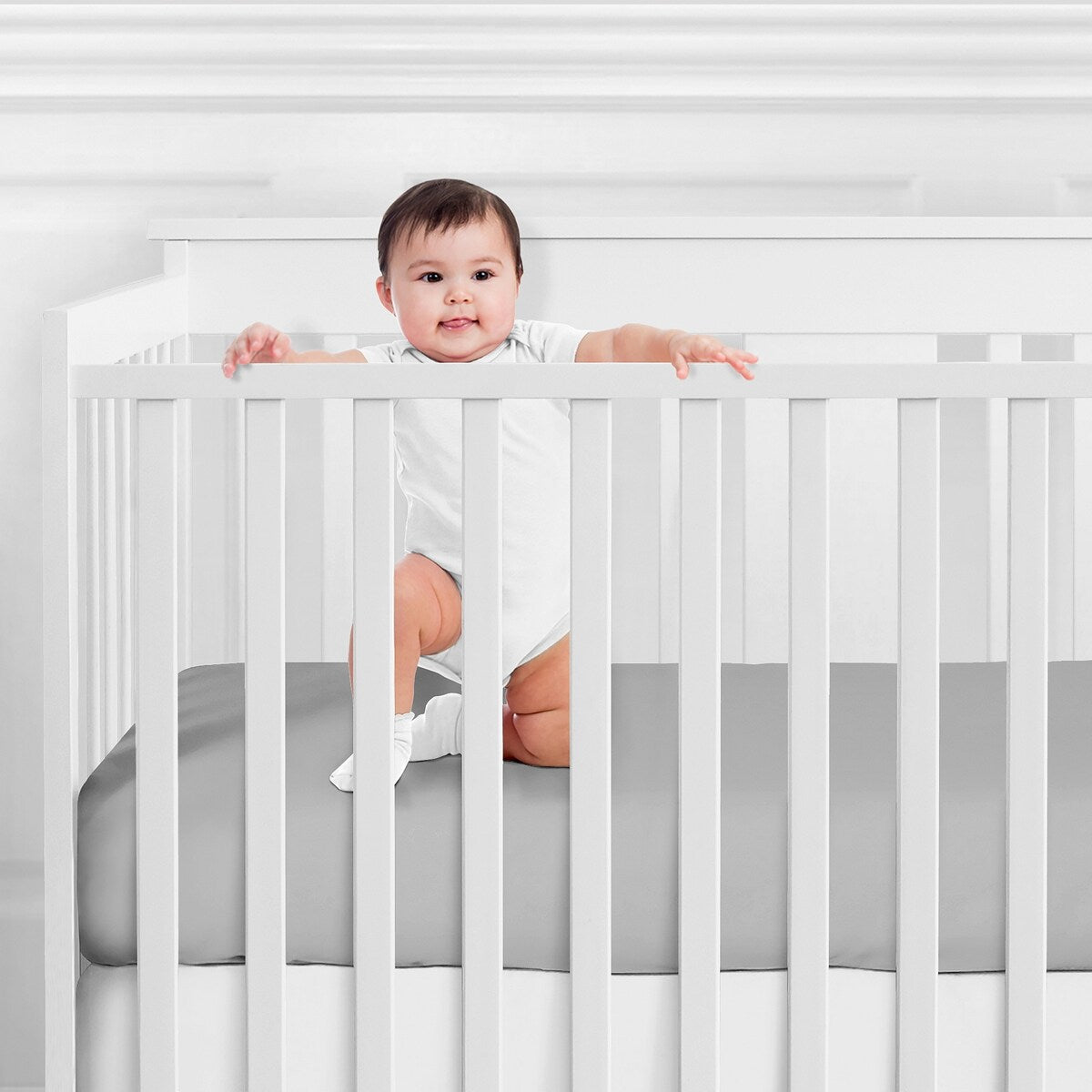 Sweet Jojo Designs Grey Fitted Crib Sheet