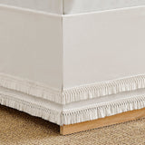 Sweet Jojo Designs Ivory Bohemian Boho Chic Queen Bed Skirt Farmhouse Minimalist Knotted Macrame Tuft Trim Tassel Fringe Cotton