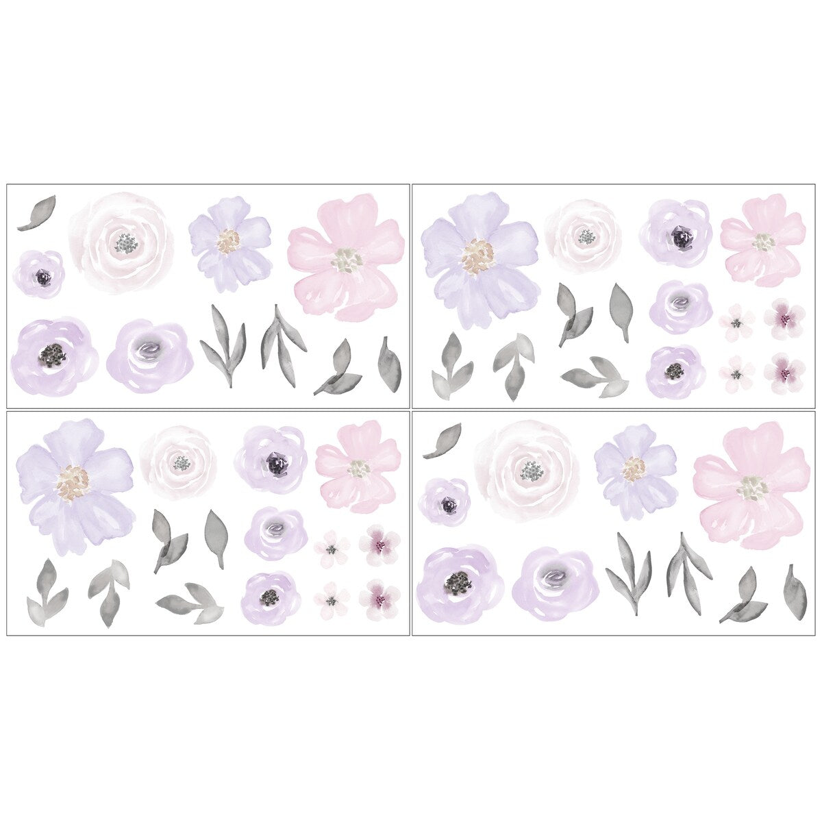 Sweet Jojo Designs Lavender Purple Pink Grey Watercolor Floral Wall De Overstock