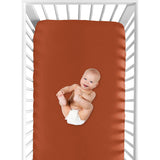 Sweet Jojo Designs Orange Boho Bohemian Girl Fitted Crib Sheet Burnt Rust Farmhouse Shabby Chic Designer Modern Minimalist