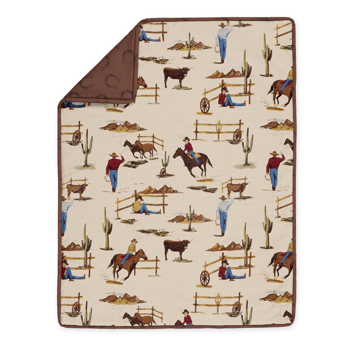 Sweet Jojo Designs Western Cowboy Boy 4pc Nursery Crib Bedding Set Wild West Southern Charm South Country Desert Horse Horseshoe