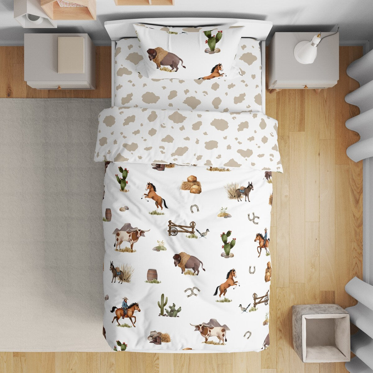 Sweet Jojo Designs Western Cowboy Boy 5-piece Toddler-size Comforter Set Wild West Cow Southern Country South Horse Farm Animal
