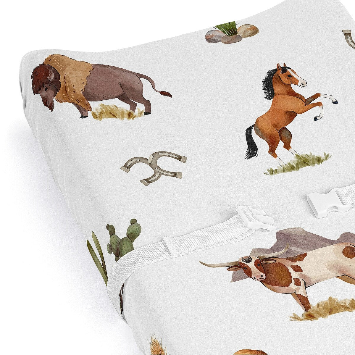 Sweet Jojo Designs Western Cowboy Boy Changing Pad Cover Sheet Wild West Southern Charm Country South Horse Cow Farm Animal Tan