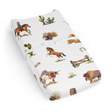 Sweet Jojo Designs Western Cowboy Boy Changing Pad Cover Sheet Wild West Southern Charm Country South Horse Cow Farm Animal Tan
