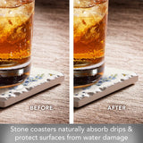 Sweet Tea 4 Pack Single Absorbent Stone Coaster with Protective Cork Backing Made in The USA 4" Square, Easily Wipes Clean