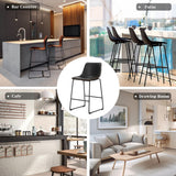 Sweetcrispy 26 inch Counter Height Bar Stools Set of 2 Leather Barstool with Back and Metal Leg for Living Room