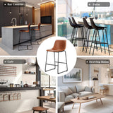 Sweetcrispy 26 inch Counter Height Bar Stools Set of 2 Leather Barstool with Back and Metal Leg for Living Room
