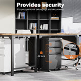 Sweetcrispy File Cabinet - 3 Drawer File Cabinet with Lock, Mobile Rolling File Cabinet, Under Desk File Cabinet
