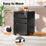 Sweetcrispy File Cabinet - 3 Drawer File Cabinet with Lock, Mobile Rolling File Cabinet, Under Desk File Cabinet
