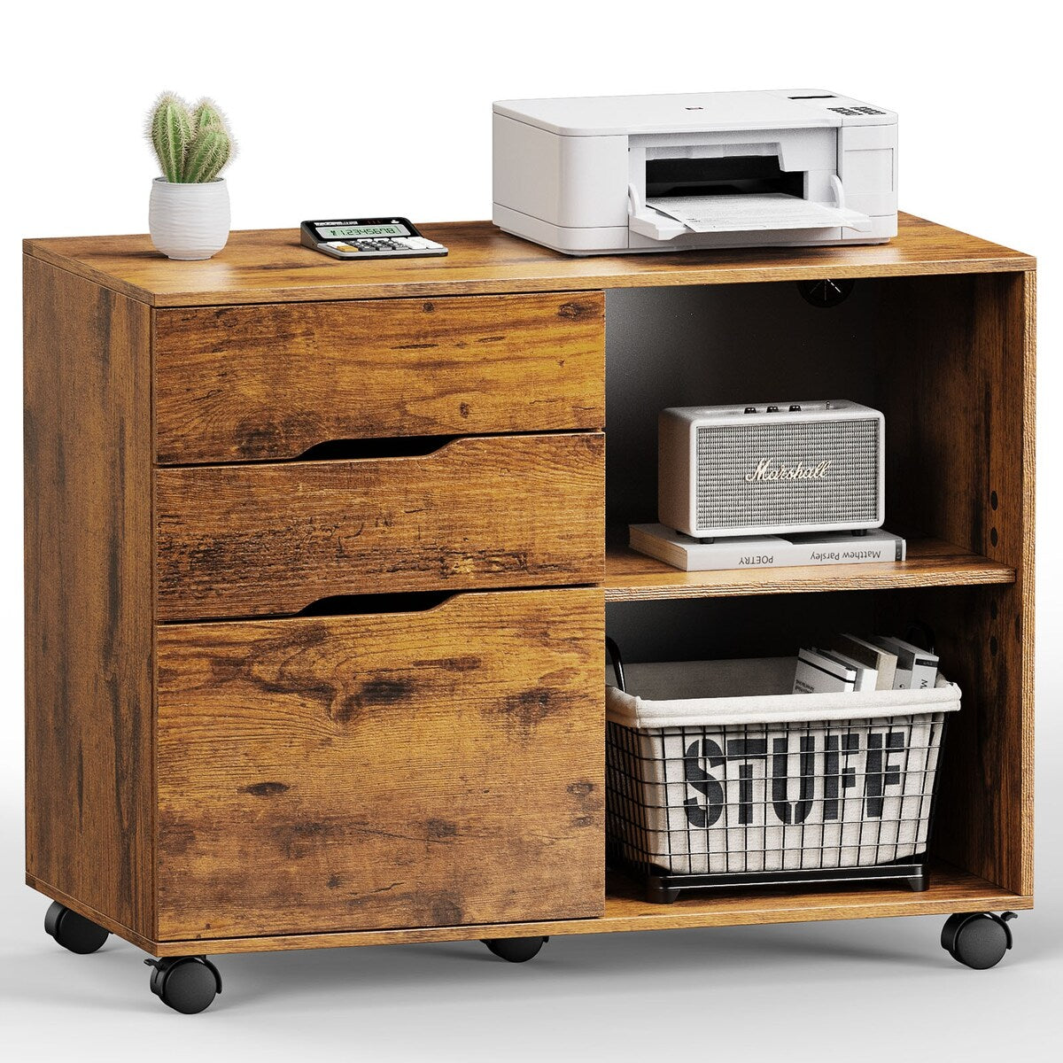 Sweetcrispy Filing Cabinet, 4-Drawer File Cabinet for Home Office, Mobile Lateral Filing Cabinet