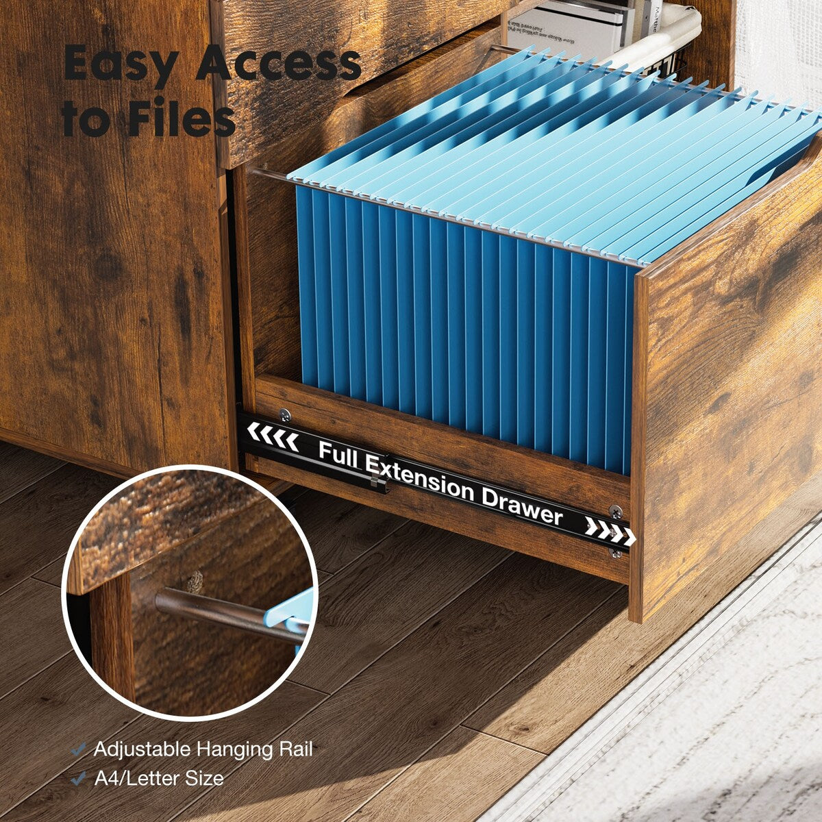 Sweetcrispy Filing Cabinet, 4-Drawer File Cabinet for Home Office, Mobile Lateral Filing Cabinet