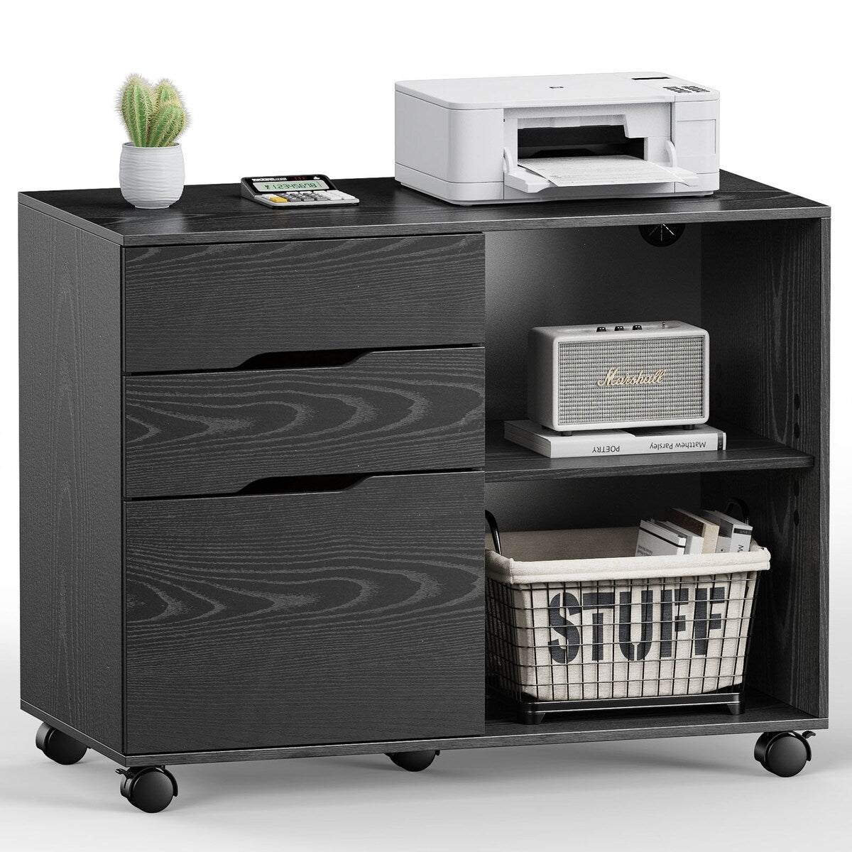 Sweetcrispy Filing Cabinet, 4-Drawer File Cabinet for Home Office, Mobile Lateral Filing Cabinet