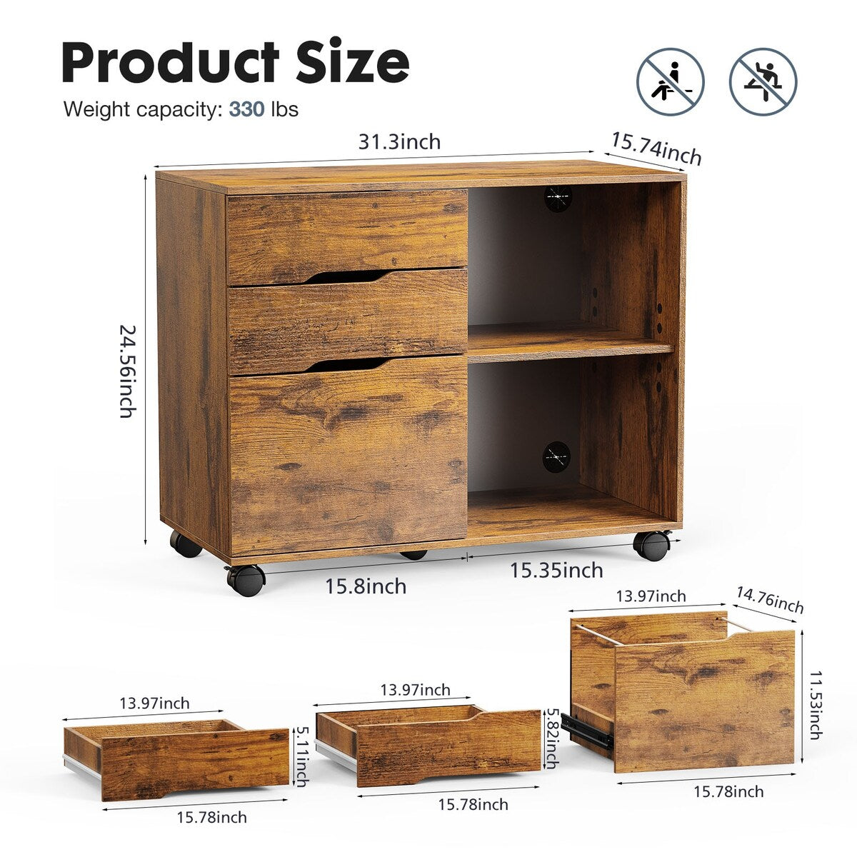 Sweetcrispy Filing Cabinet, 4-Drawer File Cabinet for Home Office, Mobile Lateral Filing Cabinet