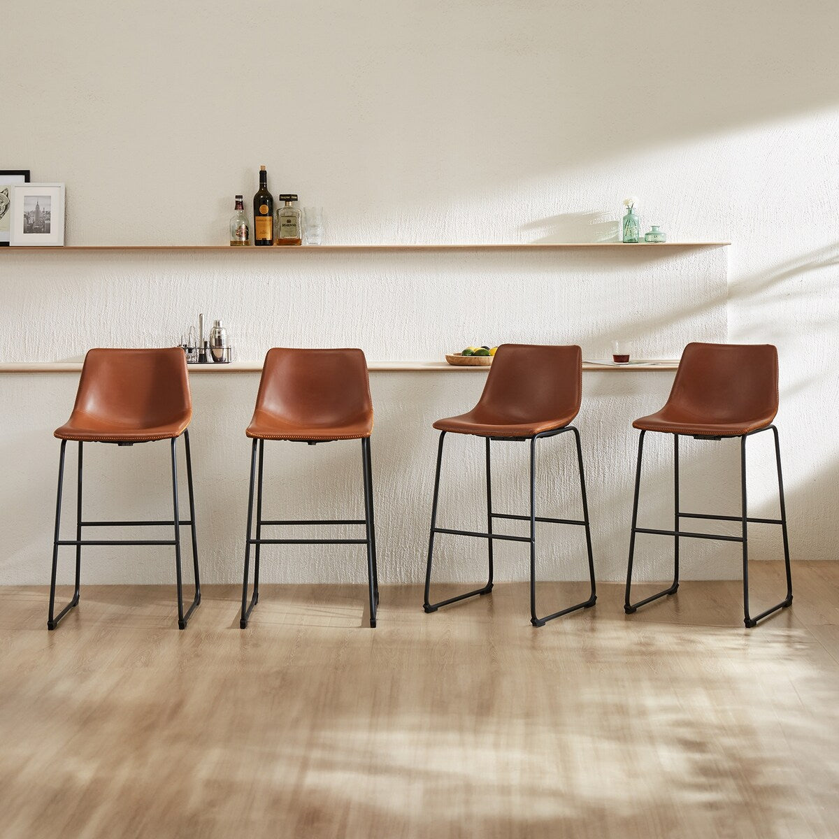 Sweetcrispy Leather 30 inch Leather Counter Height Bar Stools Bar Stoo