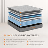 Sweetnight 14'' Gel Memory Foam Hybrid Mattress