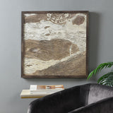 Swept Away Shadow Box I - Abstract Woven Rice Paper Wall Art - Brown Frame