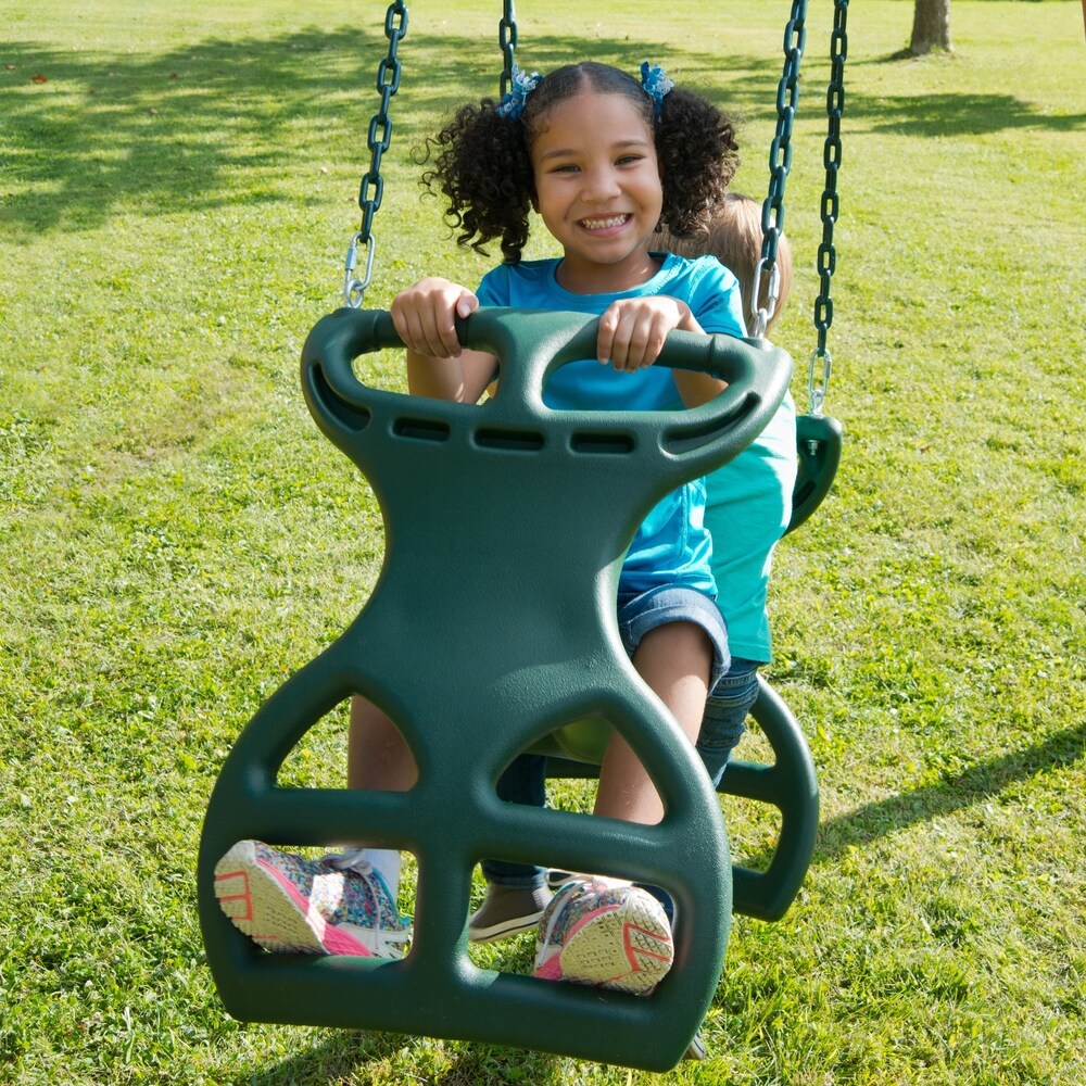 Swing-N-Slide Dual Ride Glider with Chains - Green - 38" L x 16" W x 24" H - 38" L x 16" W x 24" H