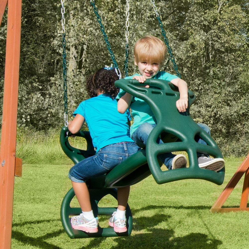 Swing-N-Slide Dual Ride Glider with Chains - Green - 38" L x 16" W x 24" H - 38" L x 16" W x 24" H