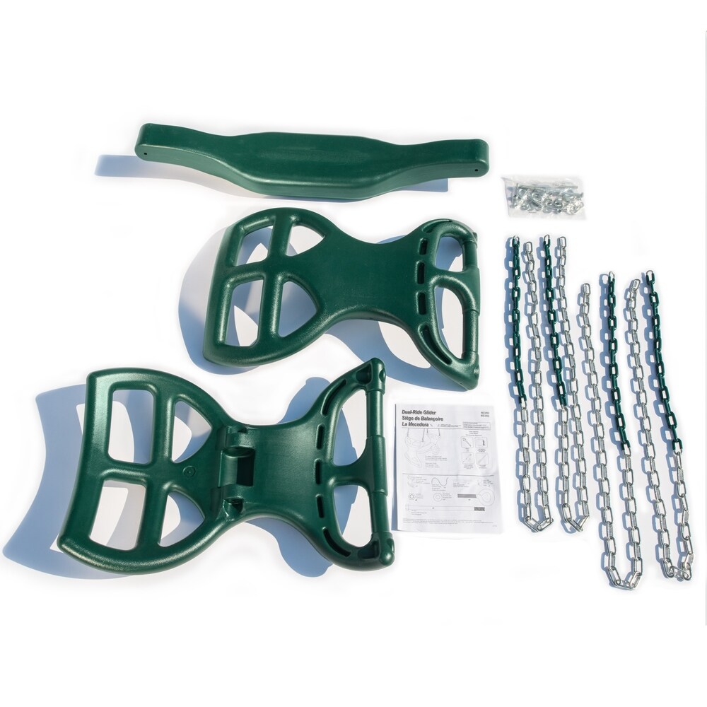 Swing-N-Slide Dual Ride Glider with Chains - Green - 38" L x 16" W x 24" H - 38" L x 16" W x 24" H