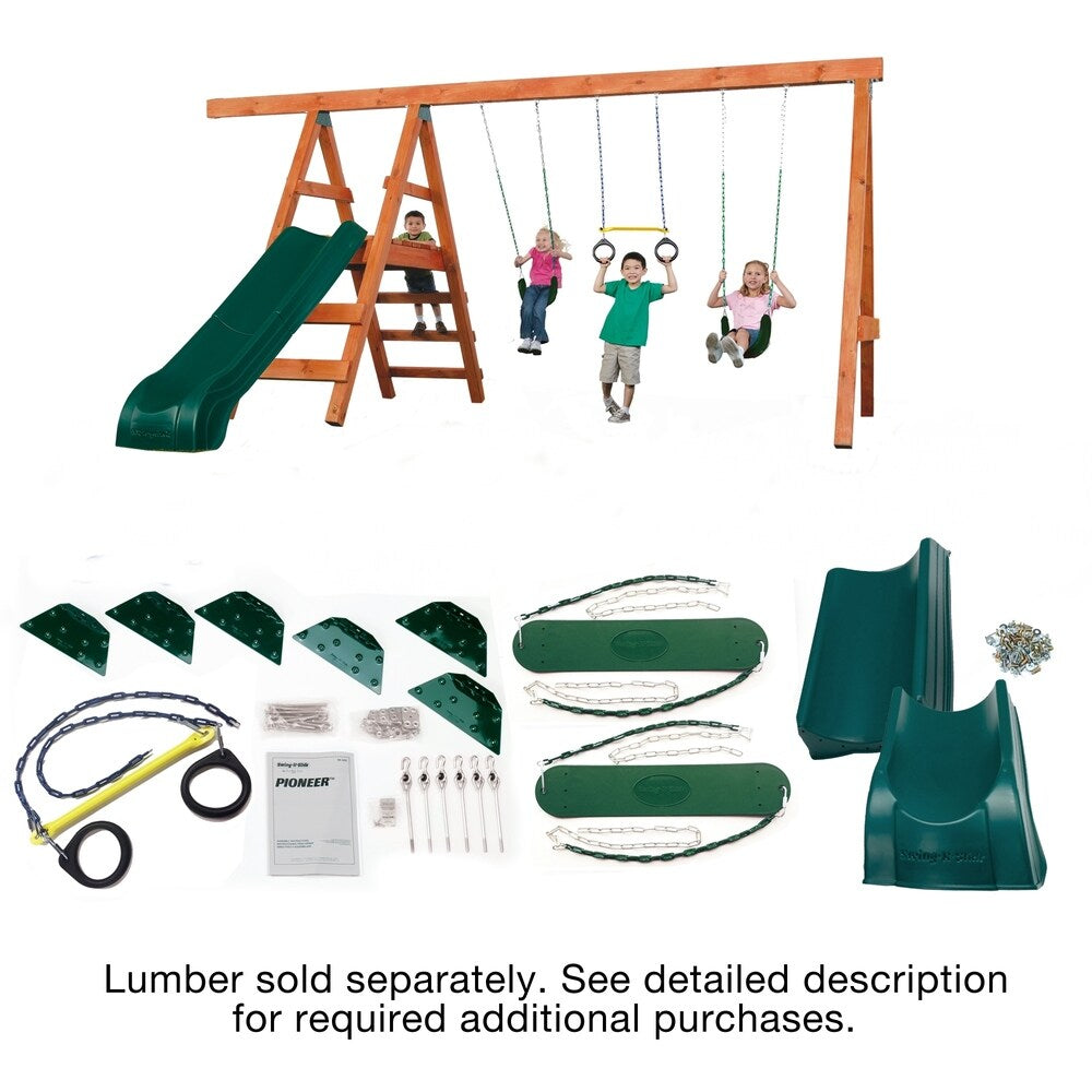 Swing-N-Slide Pioneer Deluxe DIY Play Set Hardware Kit with 2-Piece Summit Slide (Lumber not Included) - 192L x 168W x 96H