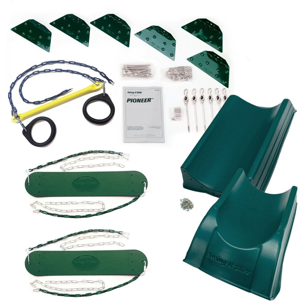 Swing-N-Slide Pioneer Deluxe DIY Play Set Hardware Kit with 2-Piece Summit Slide (Lumber not Included) - 192L x 168W x 96H