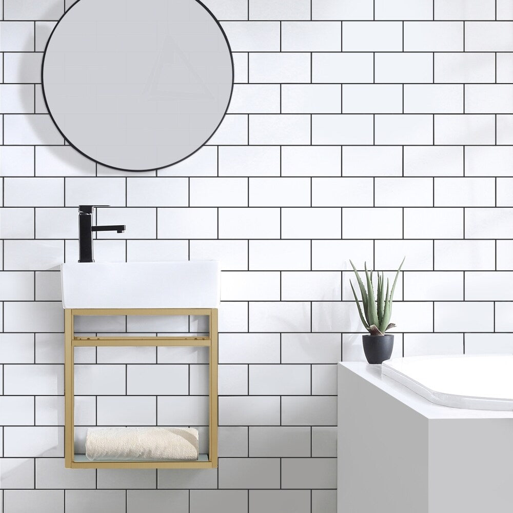 Swiss Madison Pierre 19.5" Single, Metal Frame, Open Shelf, Bathroom Vanity