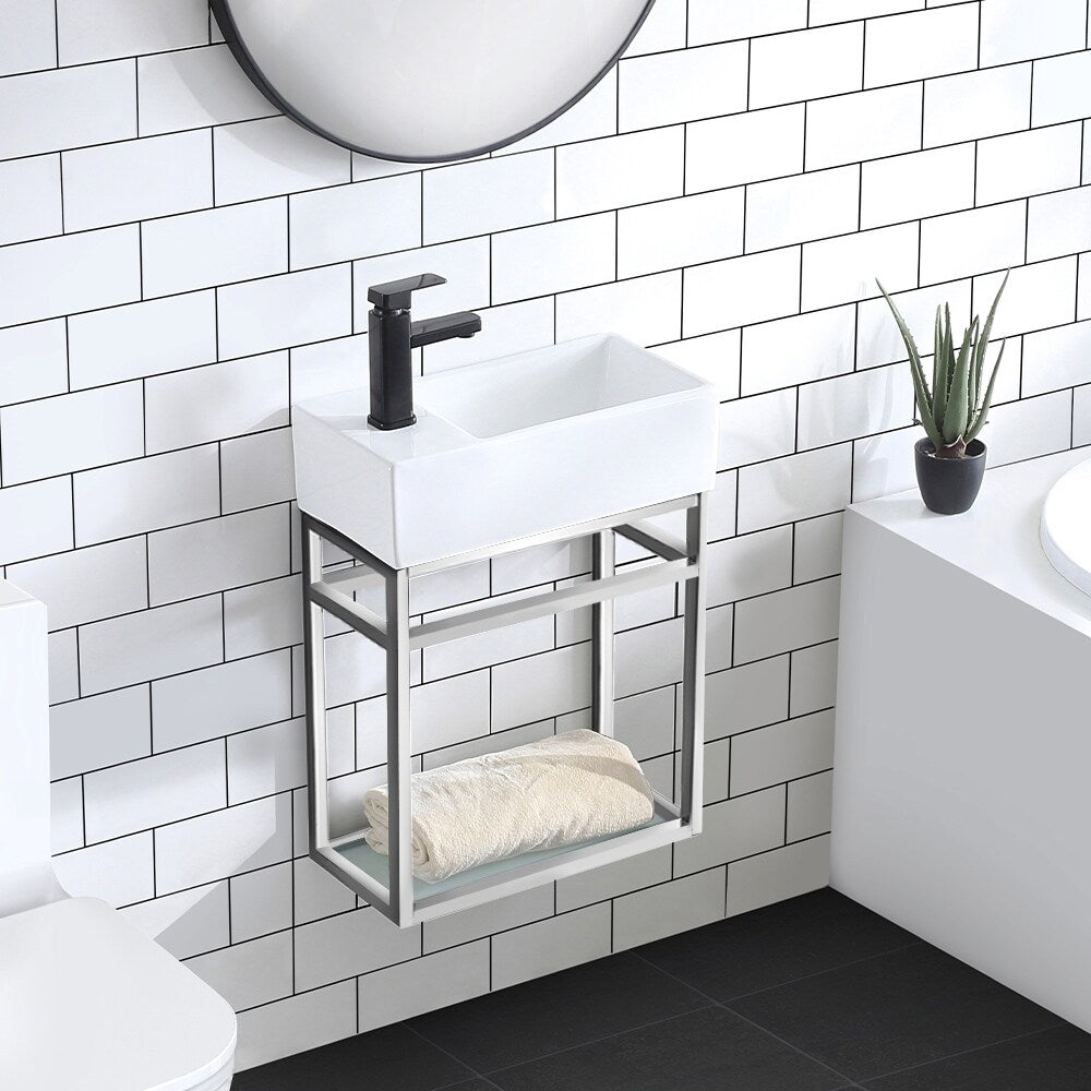 Swiss Madison Pierre 19.5" Single, Metal Frame, Open Shelf, Bathroom Vanity