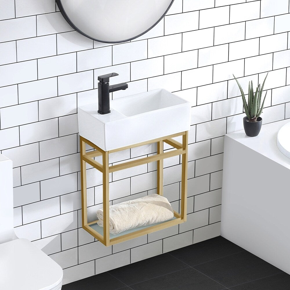 Swiss Madison Pierre 19.5" Single, Metal Frame, Open Shelf, Bathroom Vanity