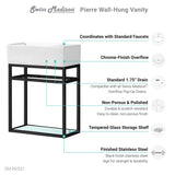 Swiss Madison Pierre 19.5" Single, Metal Frame, Open Shelf, Bathroom Vanity