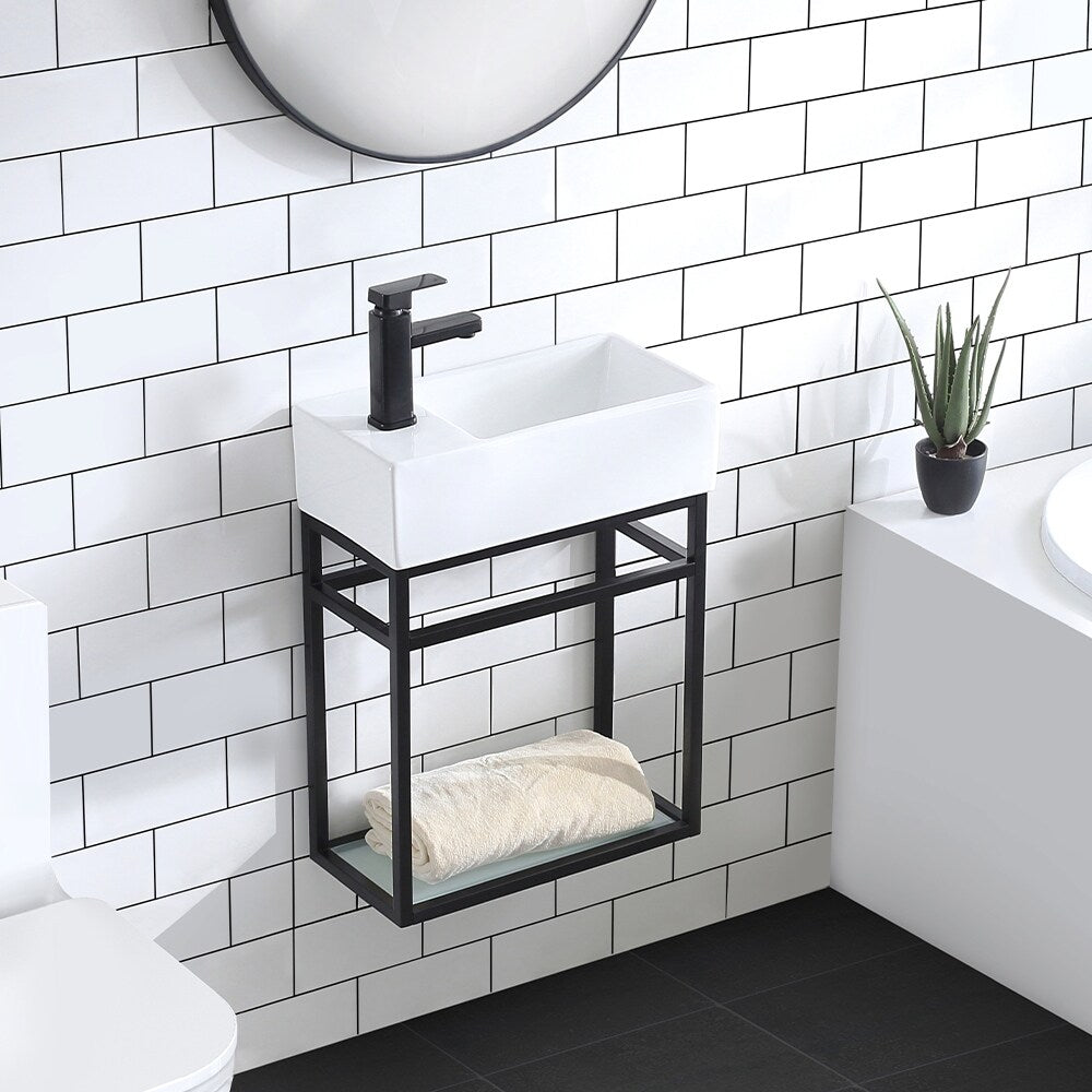 Swiss Madison Pierre 19.5" Single, Metal Frame, Open Shelf, Bathroom Vanity