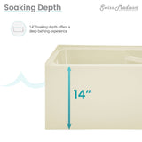 Swiss Madison Voltaire, Acrylic White, Alcove, Integral Armrest, Bathtub with Apron