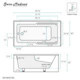 Swiss Madison Voltaire, Acrylic White, Alcove, Integral Armrest, Bathtub with Apron