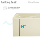 Swiss Madison Voltaire, Acrylic White, Alcove, Integral Armrest, Bathtub with Apron