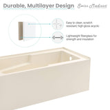 Swiss Madison Voltaire, Acrylic White, Alcove, Integral Armrest, Bathtub with Apron