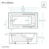 Swiss Madison Voltaire, Acrylic White, Alcove, Integral Armrest, Bathtub with Apron