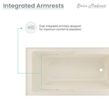 Swiss Madison Voltaire, Acrylic White, Alcove, Integral Armrest, Bathtub with Apron
