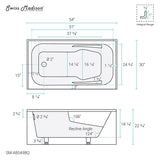 Swiss Madison Voltaire, Acrylic White, Alcove, Integral Armrest, Bathtub with Apron
