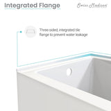 Swiss Madison Voltaire, Acrylic White, Alcove, Integral Armrest, Bathtub with Apron