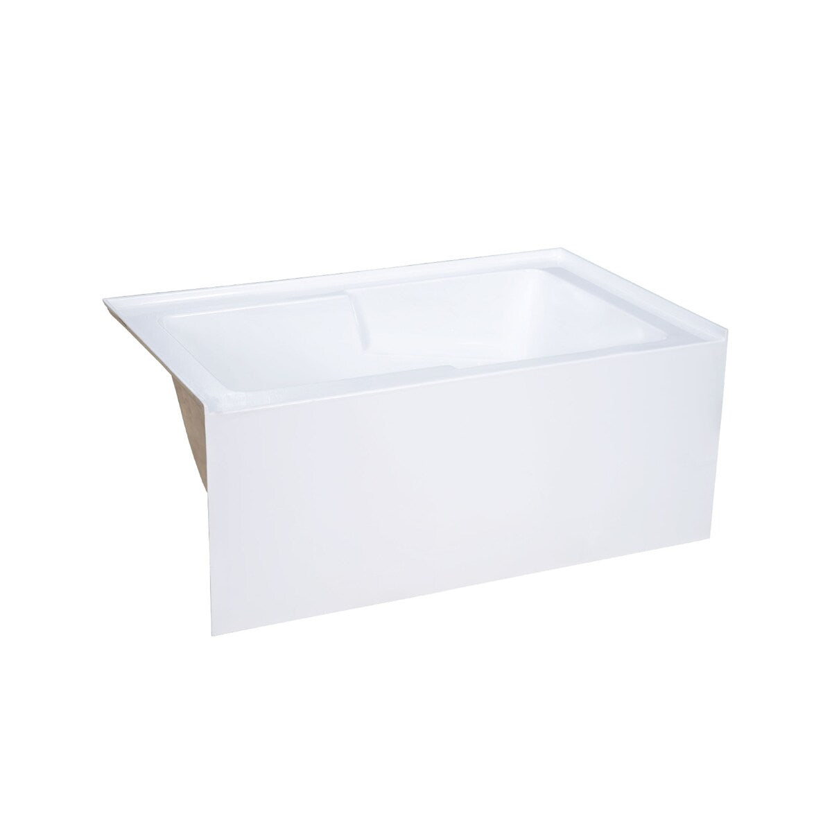 Swiss Madison Voltaire, Acrylic White, Alcove, Integral Armrest, Bathtub with Apron