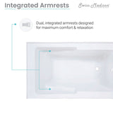 Swiss Madison Voltaire, Acrylic White, Alcove, Integral Armrest, Bathtub with Apron