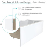Swiss Madison Voltaire, Acrylic White, Alcove, Integral Armrest, Bathtub with Apron