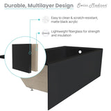 Swiss Madison Voltaire, Acrylic White, Alcove, Integral Armrest, Bathtub with Apron