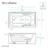 Swiss Madison Voltaire, Acrylic White, Alcove, Integral Armrest, Bathtub with Apron