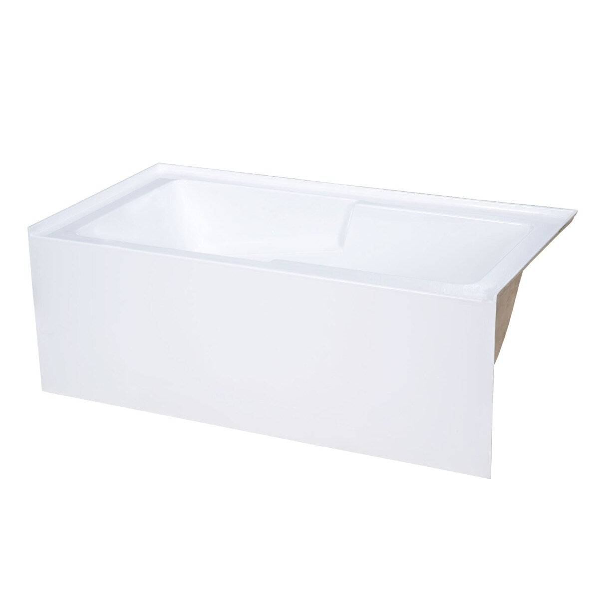 Swiss Madison Voltaire, Acrylic White, Alcove, Integral Armrest, Bathtub with Apron