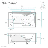 Swiss Madison Voltaire, Acrylic White, Alcove, Integral Armrest, Bathtub with Apron